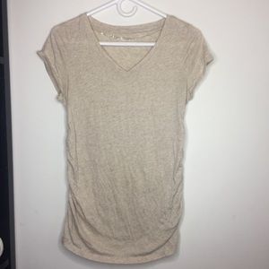 Liz Lange Maternity Small Cream/Gold Sparkle Vneck